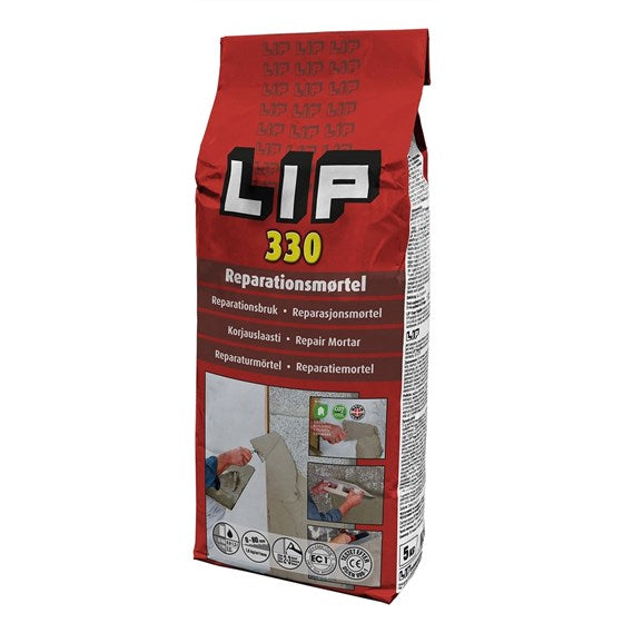 LIP 330 Reparationsmørtel: Slidstærk og hurtighærdende puds til vægge - Størrelse: 5 kg