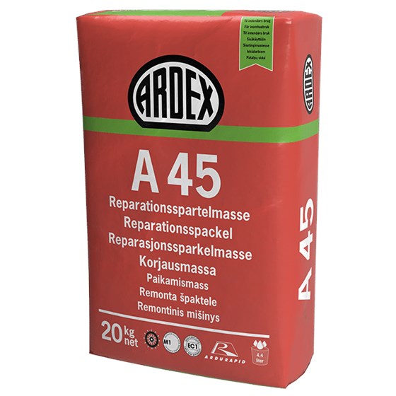 ARDEX A45 Reparationsspartelmasse: Cementbaseret løsning til udspartling og opretning - Størrelse: 12,5 kg